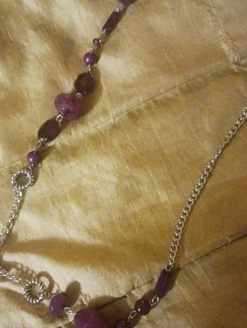 Purple Beaded Women’s Necklace - Elegant Silver Chain